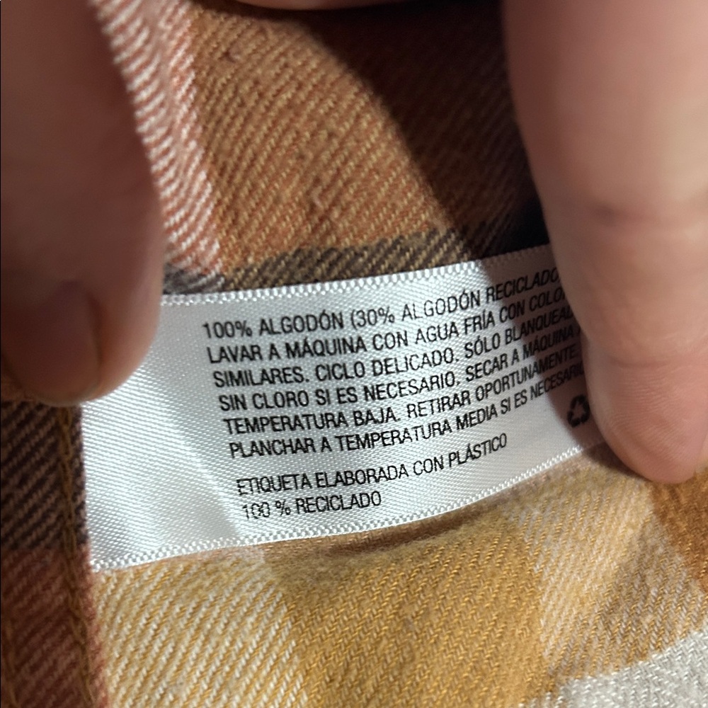 Plaid orange, brown, and yellow Button Down flannel Shirt - Picture 7 of 7
